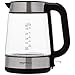 Amazon Basics Electric Glass and Steel Hot Tea Water Kettle, 1.7-Liter, Black and Sliver