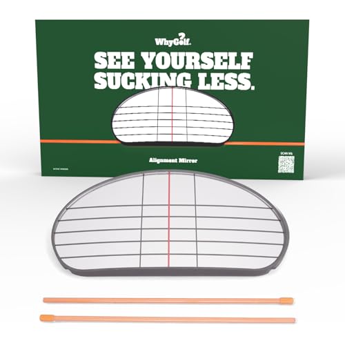 WHYGOLF Alignment Mirror with 2 Alignment Rods, Portable Golf Training