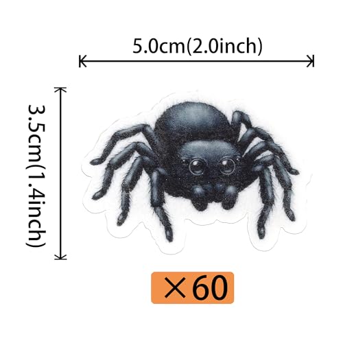 60 Pack Edible Halloween Spider Cupcake Toppers Wafer Paper Black Horror Spider Cupcake Picks Edible Halloween Party Decorations for Spider Birthday Party Cake Food Decorations Supplies - Image 2