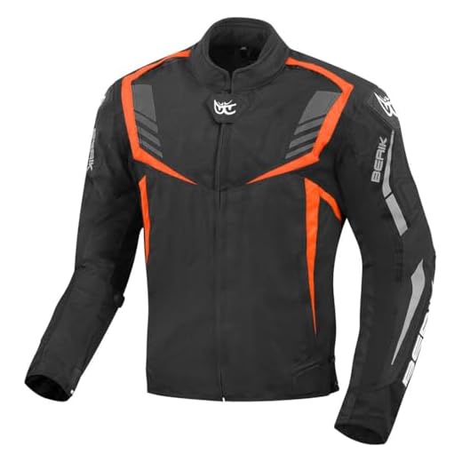 Berik Toronto Giacca tessile impermeabile per moto, nero/nero/rosso, 56