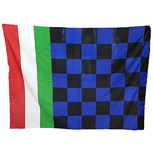 BrolloGroup Bandiera Stadio Gigante Nero Azzurro Tricolore 140x200 cm Bandiere Neroazzurre PS 03651