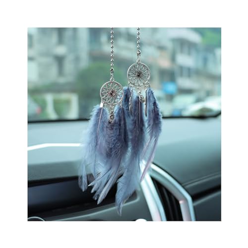 JNNJ Attrape-Rêves en Plumes, Décoration Rétroviseur Véhicule Accessoires Intérieur, Attrape-Rêves en Forme Plume, Joli Rétroviseur Automobile Suspendre,...