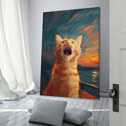 Affiche murale chat qui crie pour raviver un mur vide, toile moderne de 30 x 45 cm