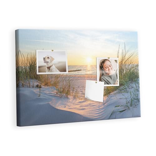 Tableau mural liège horizontal 60x40 cm avec cadre métallique imprimé Plage au coucher du soleil