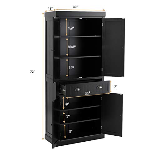 image for Tangkula 72‘’H Freestanding Kitchen Pantry Cupboard Cabinet, Tradi