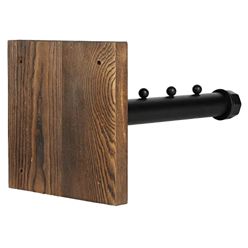 Mygift Wall Mounted Garment Hanger, Industrial Style Burnt Wood And Black Metal Pipe 4-Slot Clothing Wall Rack, Valet Bar, Set Of 2 #TOP6