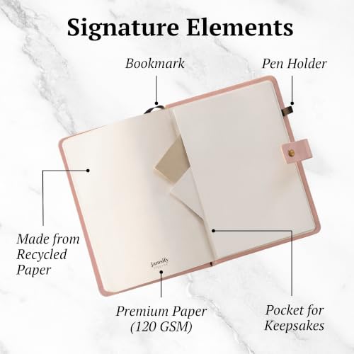 Image of Travel Journal with Prompts (Hardcover) 2nd Edition - Vegan Leather Adventure Essential - 2-Page-A-Day Travel Journal (40 Days) for Women Men Nonbinary - A5 Daily Diary & Traveler Notebook - Gift - Present - Blush Pink