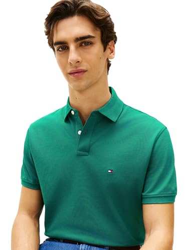 Image of Tommy Hilfiger Men's Short Sleeve Polo Shirts in Classic Fit with Stretch and Organic Pique Cotton