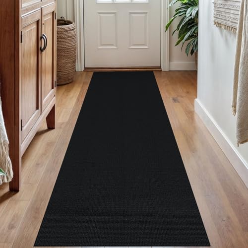 KOZYFLY 2x7 Runner Carpet, Washable Non Slip Entryway Hallway Rug, Heathered Charcoal Black