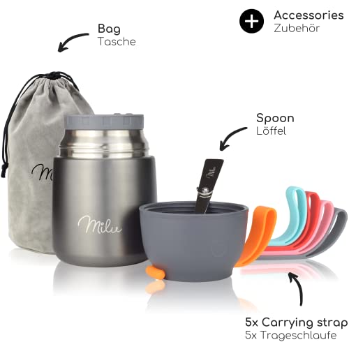 Milu® Thermobehälter 450, 650ml, 800ml | Edelstahl Warmhaltebehälter | Essensbehälter | Speisegefäß Babynahrung | Essen… – Bild 4