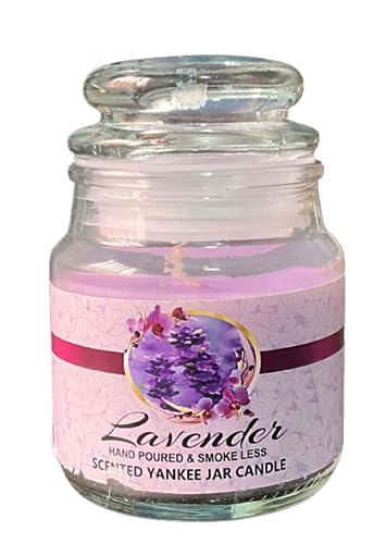 Image of Yankee Jar Paraffin Wax Candles Perfect for Decoration of Dinner, Wedding Parties, Church, Spa, Restaurant, Smokeless Dripless Long Lasting(Lavender, Set of 1 - Burn Time: 12 Hr)