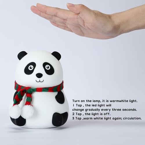 Image of Rechargeable Cute Panda Night Light for Kids| 7 Color Changing Silicone LED Light with USB Charging Cable |Soft & Safe Lamp for Kids, Baby,Children Room & Bedroom Decor
