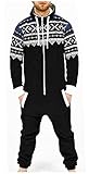 Juicy Trendz® Herren Onesie Overall Trainingsanzug Jogginganzug Einteiler Muster Jumpsuit, Black-aztec, L