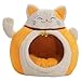 Leefasy Lucky Cat Pet House Pet Bed Gifts Soft Accessory Warm PP Cottons Anti Slip Bottom Convenient Versatile with Shelter, Yellow L