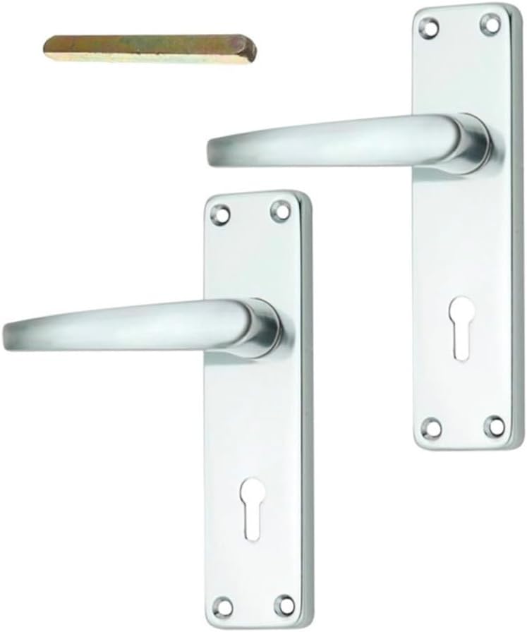 Merriway BH00002 Bright Aluminium Lock Handle Set, 150 mm (6 inch) Plate , Grey