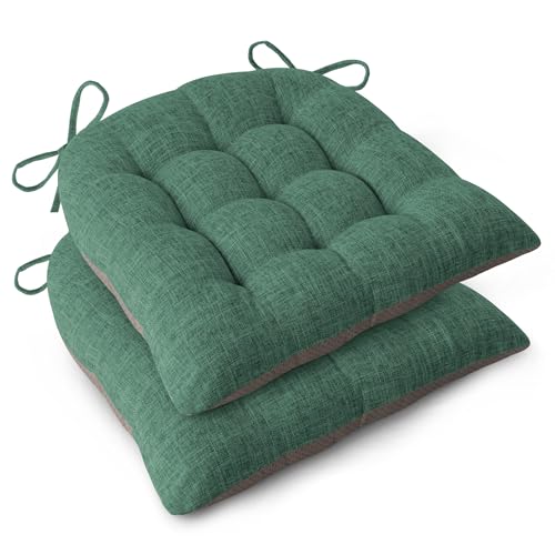 FlyGulls Chair Cushions for Dining Chairs Set of 2 18x16.5x3ins Green