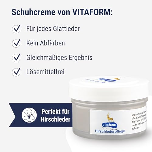 VITAFORM Schuhcreme 50 ml - Lederpflege für Schuhe aus Nappaleder – Nährt und pflegt Ihre Lederschuhe (Farblos)