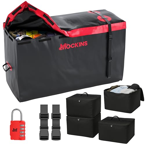 Mockins 15 Cu Ft Trailer Hitch Cargo Carrier Bag with 4 Packing Cubes