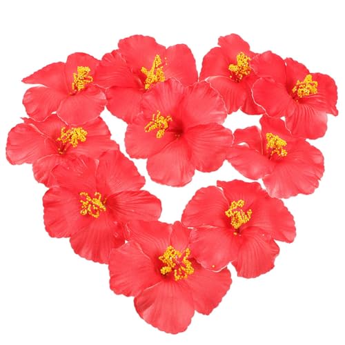 Uonlytech 20 Pièces Fleurs Artificielles Hibiscus Rouge en Eva pour Décoration Réaliste et Polyvalente, pour Mariage et Fête Tropicale
