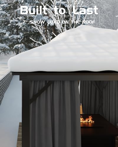 Hardtop Gazebo 10'x10' for All Weather, with Double Metal Roof, Aluminum Alloy Frame, Net, and Curtain, Permanent Building for Patio, Deck, Backyard, Lawn, and Garden, Gray