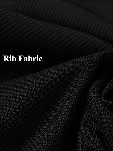 Molybell Women's Deep V Backless One Piece Swimsuit Criss Cross Back Tie Knot Bathing Suits With Adjustable Spaghetti Straps High Waisted Tummy Control Monokini (Black Rib, Large) #TOP1