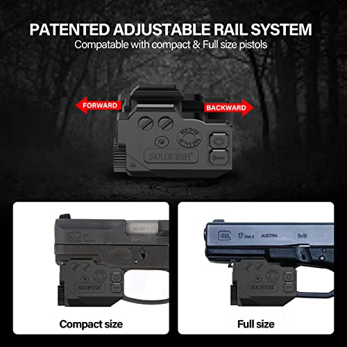 Image of SOLOFISH 500lm Pistol Light and Purple /Infrared (IR) /Green Blue Beam Combo, Rechargeable Aluminum Weapon Light and Beams for Guns with a Rail