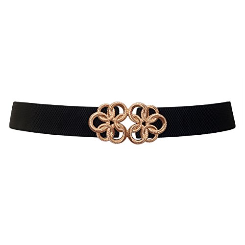 eVogues Plus size Gold Tone Buckle Elastic Belt