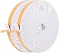 Kikerike Self Adhesive Foam Tape Weatherstrip 1in x 1/8in x 40Ft High Density Foam Insulation Strips Seal Weather Stripping with Strong Adhesive for Door and Window Sound Isolation Soundproofing