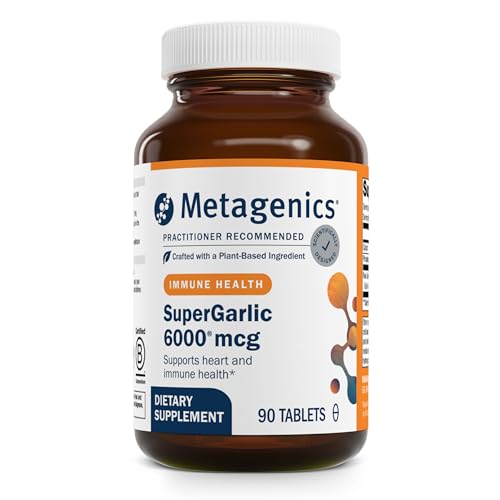 Metagenics SuperGarlic 6000 - High-Potency Garlic Supplement with 6000 mcg Allicin - Supports Heart Health Cholesterol & Immune Function* - Odorless Non-GMO Gluten-Free - 90 Tablets