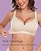 Quttlzze Scalloped Lift Bras for Women No Underwire Buttery Soft Push Up Wireless Bras V Neck Seamless Bralettes Beige,L