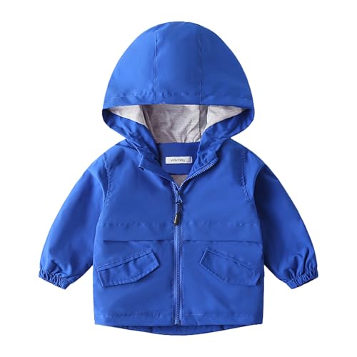 Image of Volunboy Toddler Boys Windbreaker Casual Outerwear Kids Lightweight Zip Hooded Jacket Baby Cute Dust Coat