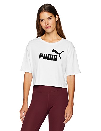 PUMA Womens Essentials-Cropped T-Shirts, White, L