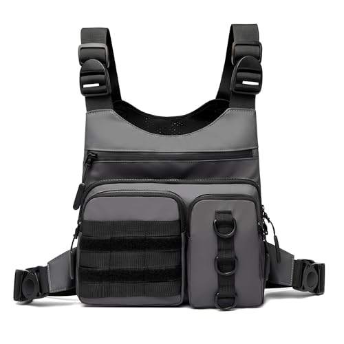 Outdoor Chest Bag for Men, Lightweight Running Vest with Water Bottle Pocket, EDC Chest Pack for Hiking, Cycling