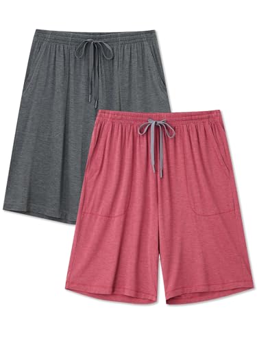 COLORFULLEAF Mens Pajama Shorts Bamboo Lightweight Sleep Shorts Lounge Wear Pajama Pants with Drawstring Pockets 2 or 3 Pack