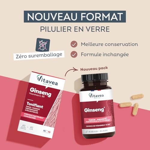 Vitavea Bien-être - Ginseng - Vitamine C & B5 Tonus & Immunité - 45 jours – vue 2