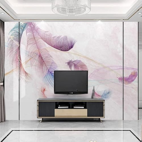 Tzxztt Creativo Tridimensional Colorido Líneas Plumas Papel Pintado 3D Seda Texturizada Primera Calidad Neutros Material Ideal Para SalóN Dormitorio-200cm×140cm