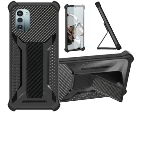 Aroepurt Funda para Nokia G11 Funda Carcasa Case Cover [con Protector de Pantalla de Cristal Templado] Híbrida [Soporte Plegable Magnético] [Esmerilado antihuellas] Negro