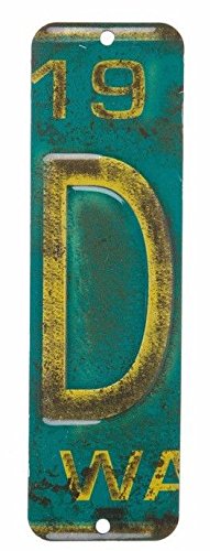 Antique Retro License Plate Indiviudal Alphabet Monogram Wall Letters (D)