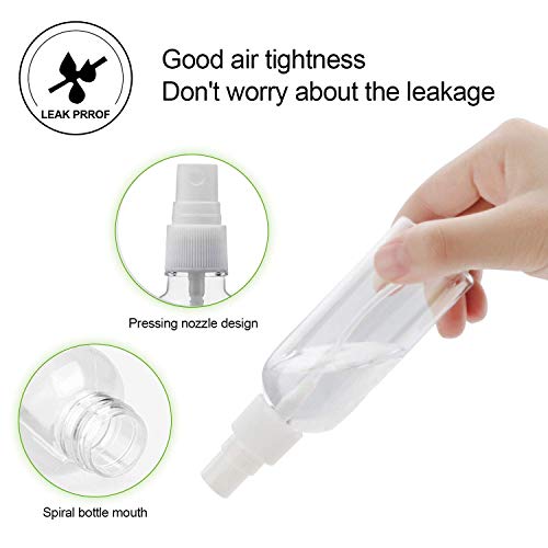 【Made in USA】 Clear 100ml(3.4oz) Refillable Sprayer Bottles Fine Mist Spray Bottle Container for Essential Oils, Travel… - Image 4