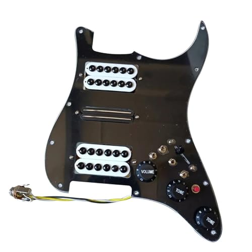 配線済みピックガードピックアップセット アップグレード 3 層 HSH エレキギターロード済み配線済みピックアップピックガードキットマルチスイッチギター用ブラックホワイトカラー(Bk)