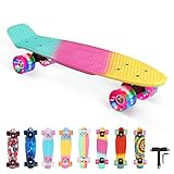 BRGOOD Skateboard for Kids Ages 6-12, Skateboards for Girls Longboard Skateboards 22'' Mini Cruiser...