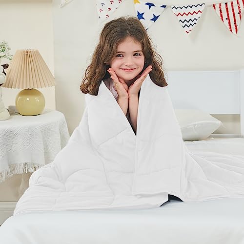 Image of yescool Weighted Blanket (5 lbs, 36 inch x 48 inch, White) Cooling Heavy Blanket, Perfect for 40-60 lbs, Breathable Throw Blanket Gifts with Premium Glass Bead, Machine Washable