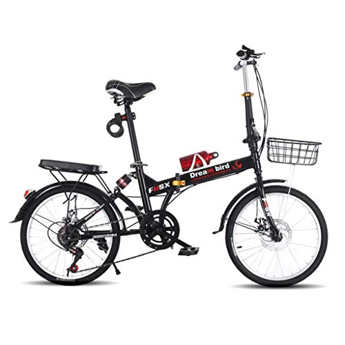 WLGQ Fahrrad Faltrad 20 Zoll Männer und Frauen Scheibenbremsen Geschwindigkeit Fahrraddämpfung Erwachsene Leichtes Fahrrad (Farbe: SCHWARZ, Größe: 150 * 30 * 100CM) – Bild 5
