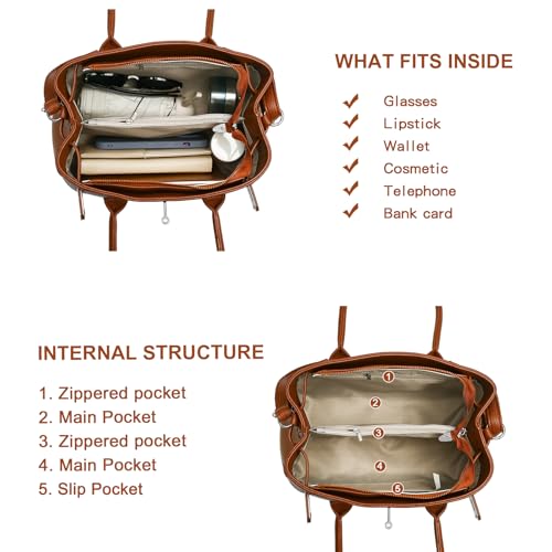 Eslcorri Women Top-Handle Satchel Bag Medium Tote Handbags Trendy Shoulder Purse PU Leather Ladies Crossbody Hobo Pocketbook3