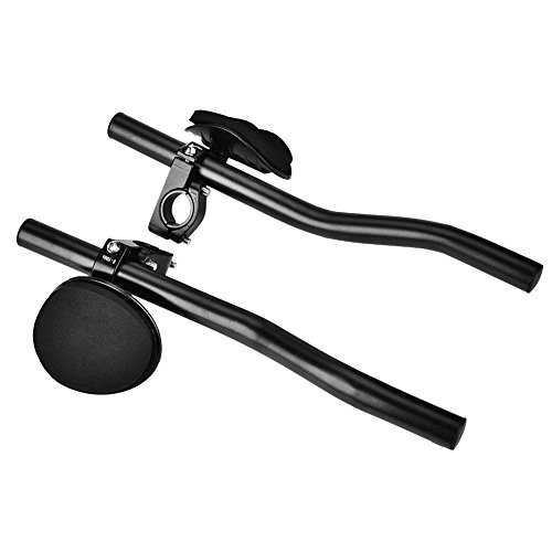 Bicycle Aero Bars, Aluminum Alloy Bike Armrest Handlebars Arm Rest Clip TT Handlebar for Triathlon Time Bicycle Cycling Aerobars Suitable for Mountain Bike and Road Bike