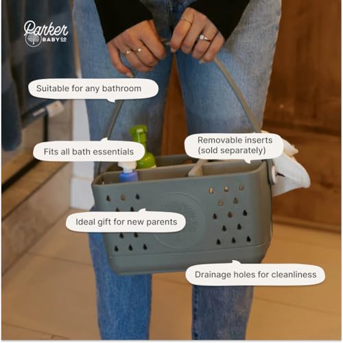 Parker Baby Large Bath Caddy | BPA Free & Food Grade Shower Caddy Organizer for Toys & Supplies | Quick-Dry, Sturdy & Perfect Size Shower Basket w/Handle in Neutral Colors by Parker Baby Co. - Image 5