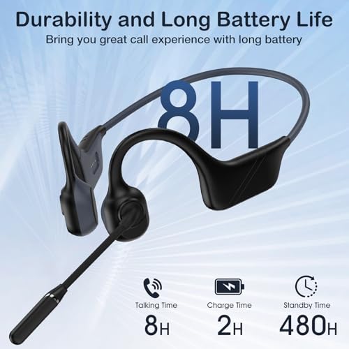 Image of Meetings Open-Ear Headphones with Rotatable Noise-Canceling Boom Mic, Bone Conduction Bluetooth 5.4 Headphones with One-Touch Mute&Magnetic Charging for All-Day Use,Perfect for Driving Learning