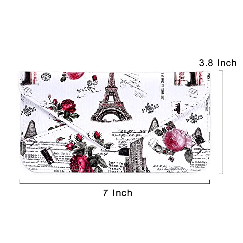 Image of XEYOU Women's Card Wallet Envelope Style Credit Card Holder Cute Cash Wallet for Ladies, White Iron Tower, Minimalist