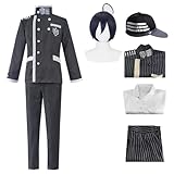 ETEBAS Saihara Shuichi Costume Cosplay Uniform Suit Hat Outfit With Wig(XL,Wig)