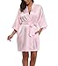 The Bund Women's Short Kimono Robes for Maid of Honor Light-Pink S Size